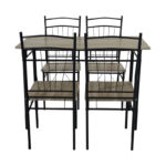 Τραπεζαρία Reforia pakoworld σετ 5τμχ mdf σε γκρι απόχρωση με μαύρα μεταλλικά πόδια 110x60x74εκ κωδ. 0060-374-000002