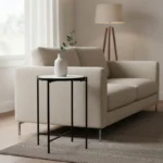 Βοηθητικό τραπεζάκι σαλονιού Luxere Inart μαύρο μέταλλο-λευκό μαρμάρου Φ40x65.5εκ. κωδ. 0060-352-000002