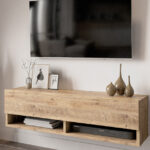 Έπιπλο τηλεόρασης επιτοίχιο Roscoe pakoworld oak 100x31,5x29,5εκ. κωδ.0060-176-000007 κωδ. 0060-176-000007