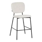 Σκαμπό μπαρ Cathair pakoworld μπουκλέ ύφασμα σε μπεζ απόχρωση με μαύρα μεταλλικά πόδια 48x54x100εκ. κωδ. 0060-029-000309