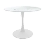 Tραπέζι Balou pakoworld mdf σε λευκή απόχρωση με όψη μαρμάρου Φ100x73εκ. κωδ. 0060-029-000372