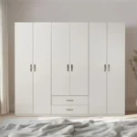 Ντουλάπα ρούχων Dormie pakoworld εξάφυλλη με συρτάρια σε λευκή απόχρωση 206x52x213εκ. κωδ.0060-039-000215
