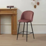 Σκαμπό μπαρ Barow pakoworld βελούδο σε σάπιο μήλο απόχρωση με μαύρα μεταλλικά πόδια 53x46.5x96.5 κωδ.0060-096-000050