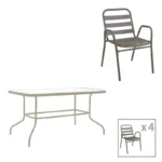 Τραπεζαρία Valor-Sussie pakoworld σετ 5τεμ μέταλλο σε σαμπανιζέ φυσική απόχρωση 110x60x70εκ. κωδ. 0060-130-000177