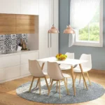 Tραπεζαρία Natali-Gaston σετ 5τμχ λευκό σε απόχρωση λευκό-φυσικό 120x80x73εκ. κωδ.0060-200-000635