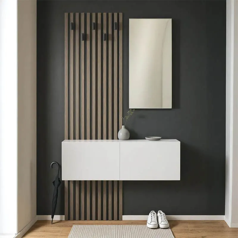 Έπιπλο εισόδου με καθρέπτη Arika pakoworld  σε λευκό-sonoma απόχρωση 100x37.1x199.5εκ. κωδ.0060-230-000089