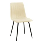 Καρέκλα Noor pakoworld μπεζ ύφασμα με πόδι μετάλλου σε μαύρη απόχρωση 44x53x86εκ. κωδ.0060-292-000086