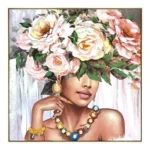 Πίνακας σε καμβά Flowergirl Inart 82x4.5x82εκ. κωδ.0060-296-000006