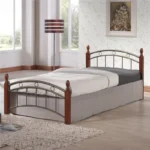 Κρεβάτι μονό Clarive pakoworld ξύλο σε καρυδί απόχρωση-μαύρο μέταλλο 90x190εκ. κωδ.0060-330-000004