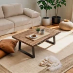 Τραπέζι σαλονιού Miles pakoworld μασίφ ξύλο ακακίας πάχους 3.7-4εκ σε φυσική απόχρωση με μαύρα μεταλλικά πόδια 115x60x45εκ. κωδ.0060-372-000009