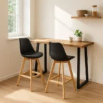 Τραπέζι μπαρ Miles pakoworld μασίφ ξύλο ακακίας 3.7-4εκ σε φυσική απόχρωση με μαύρα μεταλλικά πόδια 120x53x97εκ. κωδ.0060-372-000010