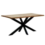 Τραπέζι Lenoua pakoworld μασίφ ξύλο ακακίας πάχους 3.7-4εκ σε φυσική απόχρωση με μαύρα μεταλλικά πόδια 180x90x76εκ. κωδ.0060-372-000012