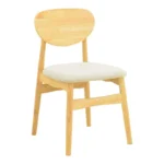 Καρέκλα Cardith pakoworld rubberwood-plywood σε φυσική απόχρωση-ύφασμα γκρι-μπεζ 48x51x78εκ. κωδ.0060-382-000013