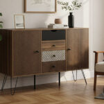 Μπουφές Boho pakoworld με τέσσερα συρτάρια καρυδί μεταλλικά πόδια 122x39,5x86εκ κωδ. 0060-066-000006