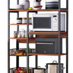 Ραφιέρα επιδαπέδια Leena pakoworld μέταλλο καρυδί-μαύρο 80x30x142εκ κωδ. 0060-072-000040