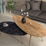 Τραπέζια σαλονιού Monty pakoworld 2 τεμ σε φυσικη-μαύρου μαρμάρου απόχρωση κωδ. 0060-120-000623