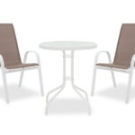 Τραπεζαρία κήπου Calan-Watson σετ 3τεμ pakoworld μέταλλο λευκό-textilene καφέ κωδ. 0060-200-000307