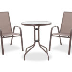 Τραπεζαρία Watson-Calan σετ 3τεμ pakoworld μέταλλο-textilene καφέ Φ60x70εκ κωδ. 0060-200-000308