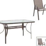 Τραπεζαρία Ensure-Calan σετ 5τεμ pakoworld μέταλλο-textilene καφέ κωδ. 0060-200-000382