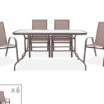 Τραπεζαρία Ensure-Calan σετ 7τεμ pakoworld μέταλλο-textilene καφέ κωδ. 0060-200-000384