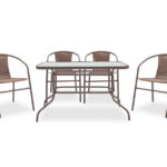 Τραπεζαρία Ensure-Obbi σετ 7τεμ pakoworld μέταλλο-pe καφέ κωδ. 0060-200-000385