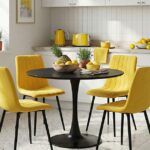 Τραπεζαρία Balou-Noor pakoworld σετ 5τεμ MDF μαύρο-κιτρινο Φ100x73εκ κωδ. 0060-200-001422