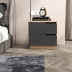 Κομοδίνο Verena pakoworld σε φυσική-ανθρακί απόχρωση 48x40x48εκ κωδ. 0060-225-000081