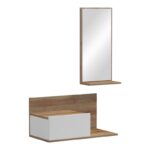 Έπιπλο εισόδου με καθρέπτη Miranda pakoworld σε λευκή-oak απόχρωση 60x30x89.5εκ κωδ. 0060-230-000092