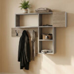 Κρεμάστρα τοίχου Wenia pakoworld σε sonoma απόχρωση με μπεζ μαρμάρου 99.5x15x61εκ κωδ. 0060-230-000121