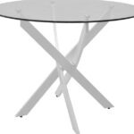 Τραπέζι Antoro pakoworld γυαλί και μεταλλικά πόδια σε λευκή απόχρωση Φ100x75εκ κωδ. 0060-292-000115