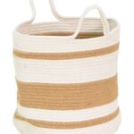 Διακοσμητικό καλάθι Horma Inart βαμβάκι-γιούτα σε μπεζ-καφε απόχρωση Φ30x30εκ κωδ. 0060-302-000048