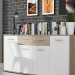 Μπουφές Drepen pakoworld μελαμίνη σε λευκό και sonoma χρώμα 162.3x34.2x81.7εκ κωδ. 0060-318-000022