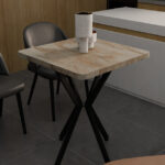 Τραπέζι Prestone pakoworld λευκό μαρμάρου μελαμίνης-μαύρο μέταλλο 70x70x75εκ κωδ. 0060-321-000083