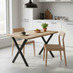 Τραπέζι Zeryin pakoworld oak μελαμίνης-μαύρο μέταλλο 110x70x75εκ κωδ. 0060-321-000084