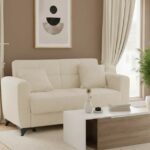 Καναπές-κρεβάτι με αποθηκευτικό χώρο διθέσιος Modesto pakoworld κρεμ ύφασμα 155x85x80εκ κωδ. 0060-328-000044