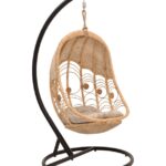 Κούνια Labreone pakoworld rattan φυσική απόχρωση -μαύρο μέταλλο-μπεζ μαξιλάρι 82x82x200εκ