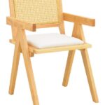 Πολυθρόνα Winslow pakoworld rubberwood σε φυσική απόχρωση-ύφασμα λευκό 51x54x80εκ κωδ. 0060-382-000009