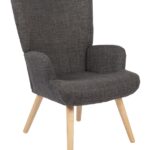 Πολυθρόνα-μπερζέρα Gerlina pakoworld ανθρακί ύφασμα με πόδι σε φυσική απόχρωση 71x64x94εκ κωδ. 0060-393-000001