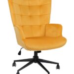 Καρέκλα γραφείου διευθυντή Lobima pakoworld περιστρεφόμενη κίτρινο βελούδο 71x68x104εκ κωδ. 0060-393-000022