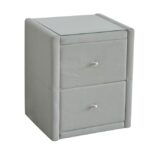 WILTON Κομοδίνο Ύφασμα Grey Stone με Προστατευτικό Γυαλί Επιφάνειας κωδ. 0706-Ε-00022946