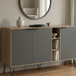 Μπουφές Balain pakoworld sonoma-ανθρακί 142x35.5x83εκ κωδ. 0060-230-000162