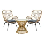 Σαλόνι Naoki-Mabil pakoworld σετ 3τεμ pe rattan σε φυσική απόχρωση με μαύρο μέταλλο κωδ. 0060-140-000062