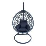 Κούνια φωλιά με βάση Lyere pakoworld μέταλλο ανθρακί pe rattan σε γκρι απόχρωση 120x108x195εκ κωδ. 0060-368-000002