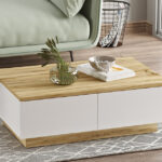 Τραπέζι σαλονιού Thunder pakoworld sonoma-λευκό 90x60x31.5εκ κωδ. 0060-176-000106