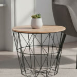 Βοηθητικό τραπέζι σαλονιού Jacot pakoworld oak-μαύρο Φ38x30,5εκ κωδ. 0060-199-000097