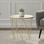 Τραπέζι σαλονιού Kumi pakoworld oak-χρυσό Φ41x40εκ κωδ. 0060-199-000175