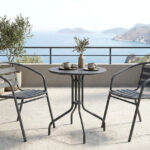 Τραπεζαρία Vergo Tade pakoworld σετ 3τεμ ανθρακί μέταλλο Φ60x70εκ κωδ. 0060-200-001635