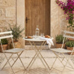 Τραπεζαρία Bistro pakoworld σετ 3τεμ μεταλλική αναδιπλούμενη σε σαμπανί Φ60x71εκ κωδ. 0060-400-000016