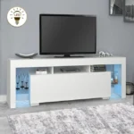 Έπιπλο τηλεόρασης Stilo Megapap με φωτισμό LED χρώμα λευκό 150x37x52εκ. κωδ. 0711-0123197
